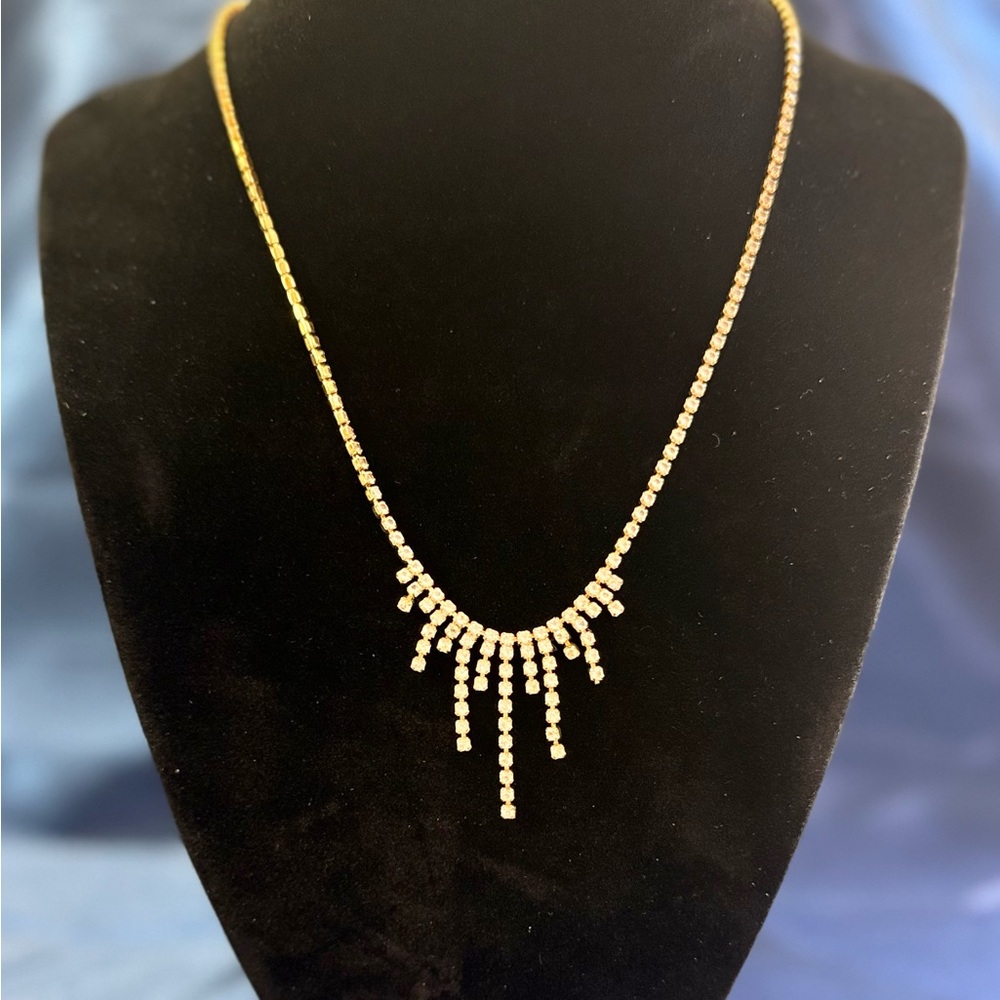 3 Gold and Rhinestone Necklaces - Picture 3 of 5